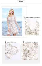 Load image into Gallery viewer, 2018 Summer new fashion women's vcollar a dress print skirt chic lady chiffon dress 69231