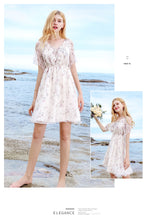 Load image into Gallery viewer, 2018 Summer new fashion women's vcollar a dress print skirt chic lady chiffon dress 69231