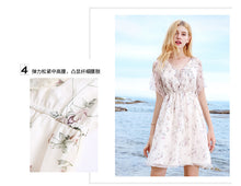 Load image into Gallery viewer, 2018 Summer new fashion women's vcollar a dress print skirt chic lady chiffon dress 69231