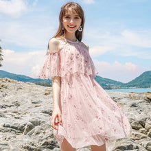 Load image into Gallery viewer, Summer 2019 New Brand Sexy Chic Lady Embroidered Chiffon Dress 69238