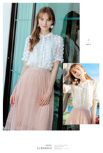 Load image into Gallery viewer, 2009 New Brand Female Garment Mesh Stitching A-shaped Skirt Fresh and Sweet Lace Half-length Skirt 28578