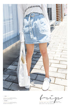 Load image into Gallery viewer, "38 yuan will not be refunded or changed at the end of the season" Cowboy Half-length Skirt College High Waist A-line Skirt with Belt 9511
