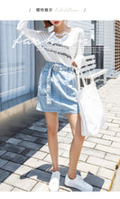 Load image into Gallery viewer, "38 yuan will not be refunded or changed at the end of the season" Cowboy Half-length Skirt College High Waist A-line Skirt with Belt 9511