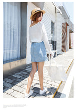 Load image into Gallery viewer, "38 yuan will not be refunded or changed at the end of the season" Cowboy Half-length Skirt College High Waist A-line Skirt with Belt 9511