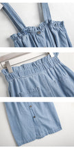 Load image into Gallery viewer, [Clearance at the end of the season, 58 yuan, no refund, no change] Denim suit skirt, lotus leaf side sling, buttock half-length skirt 665