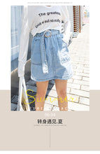 Load image into Gallery viewer, "38 yuan will not be refunded or changed at the end of the season" Cowboy Half-length Skirt College High Waist A-line Skirt with Belt 9511