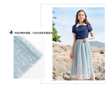 Load image into Gallery viewer, 2019 new brand women's dress loose tight belt hollowed out pleated skirt hundred lace skirt 28599