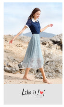 Load image into Gallery viewer, 2019 new brand women's dress loose tight belt hollowed out pleated skirt hundred lace skirt 28599