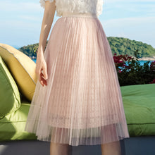 Load image into Gallery viewer, 2009 New Brand Female Garment Mesh Stitching A-shaped Skirt Fresh and Sweet Lace Half-length Skirt 28578