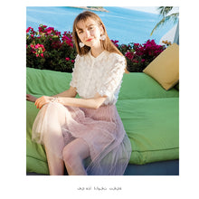 Load image into Gallery viewer, 2009 New Brand Female Garment Mesh Stitching A-shaped Skirt Fresh and Sweet Lace Half-length Skirt 28578
