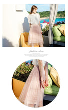 Load image into Gallery viewer, 2009 New Brand Female Garment Mesh Stitching A-shaped Skirt Fresh and Sweet Lace Half-length Skirt 28578