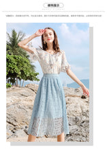 Load image into Gallery viewer, 2019 new brand women's dress loose tight belt hollowed out pleated skirt hundred lace skirt 28599