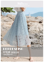 Load image into Gallery viewer, 2019 new brand women's dress loose tight belt hollowed out pleated skirt hundred lace skirt 28599