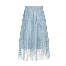 Load image into Gallery viewer, 2019 new brand women's dress loose tight belt hollowed out pleated skirt hundred lace skirt 28599