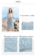 Load image into Gallery viewer, 2019 new brand women's dress loose tight belt hollowed out pleated skirt hundred lace skirt 28599