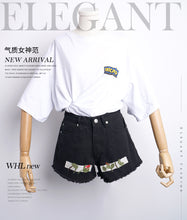 Load image into Gallery viewer, "End of season clearance 28 yuan does not return and does not change" embroidered denim shorts female Korean version of burr black hot pants 629