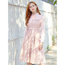 Load image into Gallery viewer, 2018 Winter brand new women's dress collar hollowed out a word skirt temperament lady lace dress 69135