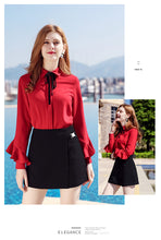 Load image into Gallery viewer, 2019 Autumn new brand women's wear lapel long-sleeve shirt temperament light cooked OL women's shirt 58900