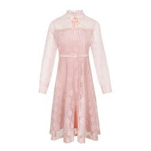 Load image into Gallery viewer, 2018 Winter brand new women's dress collar hollowed out a word skirt temperament lady lace dress 69135