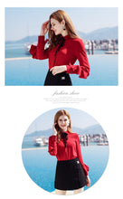 Load image into Gallery viewer, 2019 Autumn new brand women's wear lapel long-sleeve shirt temperament light cooked OL women's shirt 58900
