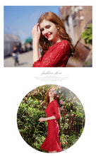 Load image into Gallery viewer, 2019 Autumn new brand women's dress red gaiety lace dress full of self-repair fishtail skirt female 68037