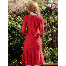 Load image into Gallery viewer, 2019 Autumn new brand women's dress red gaiety lace dress full of self-repair fishtail skirt female 68037