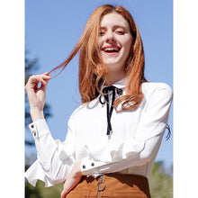 Load image into Gallery viewer, 2019 Autumn new brand women's wear lapel long-sleeve shirt temperament light cooked OL women's shirt 58900