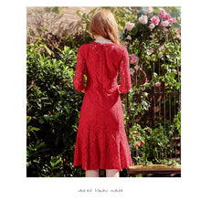 Load image into Gallery viewer, 2019 Autumn new brand women's dress red gaiety lace dress full of self-repair fishtail skirt female 68037