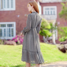 Load image into Gallery viewer, 2019 early autumn new brand women's dress a button a print dress temperament celebrity chiffon dress 69122
