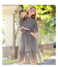 Load image into Gallery viewer, 2019 early autumn new brand women's dress a button a print dress temperament celebrity chiffon dress 69122