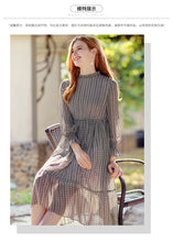 Load image into Gallery viewer, 2019 early autumn new brand women's dress a button a print dress temperament celebrity chiffon dress 69122