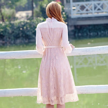 Load image into Gallery viewer, 2018 Winter brand new women's dress collar hollowed out a word skirt temperament lady lace dress 69135