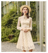 Load image into Gallery viewer, 2018 Winter brand new women's dress collar hollowed out a word skirt temperament lady lace dress 69135