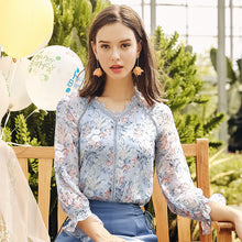 Load image into Gallery viewer, 2019 Autumn New Women's Wear 2018 Autumn Women's Printed Little Shirt Lady Snow Spinning Shirt 59032