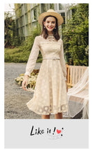 Load image into Gallery viewer, 2018 Winter brand new women's dress collar hollowed out a word skirt temperament lady lace dress 69135