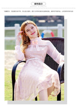 Load image into Gallery viewer, 2018 Winter brand new women's dress collar hollowed out a word skirt temperament lady lace dress 69135