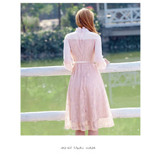 Load image into Gallery viewer, 2018 Winter brand new women's dress collar hollowed out a word skirt temperament lady lace dress 69135