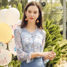 Load image into Gallery viewer, 2019 Autumn New Women's Wear 2018 Autumn Women's Printed Little Shirt Lady Snow Spinning Shirt 59032