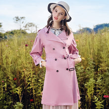 Load image into Gallery viewer, 2018 New Brand Women's Dual-breasted Pure-color Woven Overcoat Temperament Women's Windswear 97097