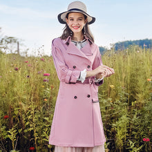 Load image into Gallery viewer, 2018 New Brand Women's Dual-breasted Pure-color Woven Overcoat Temperament Women's Windswear 97097