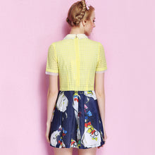 Load image into Gallery viewer, 2019 Summer new women's doll collar pleated skirt print dress 9715