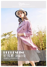 Load image into Gallery viewer, 2018 New Brand Women's Dual-breasted Pure-color Woven Overcoat Temperament Women's Windswear 97097
