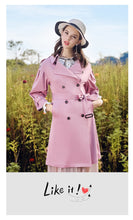 Load image into Gallery viewer, 2018 New Brand Women's Dual-breasted Pure-color Woven Overcoat Temperament Women's Windswear 97097