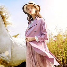 Load image into Gallery viewer, 2018 New Brand Women's Dual-breasted Pure-color Woven Overcoat Temperament Women's Windswear 97097