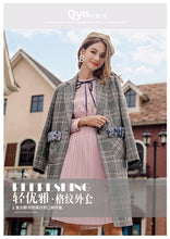Load image into Gallery viewer, 2018 Autumn and Winter New brand women's wear lapel plaid wool coat temperament celebrity hair coat female 97103