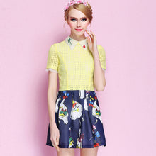 Load image into Gallery viewer, 2019 Summer new women's doll collar pleated skirt print dress 9715