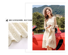 Load image into Gallery viewer, 2018 Autumn new brand women's dress temperament V collar wave dot a dress chic ladies net dress 69325