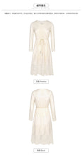 Load image into Gallery viewer, 2018 Autumn new brand women's dress temperament V collar wave dot a dress chic ladies net dress 69325