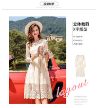 Load image into Gallery viewer, 2018 Autumn new brand women's dress temperament V collar wave dot a dress chic ladies net dress 69325