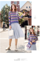 Load image into Gallery viewer, Fall 2018 New Fashion Women's Wear Round-neck Rainbow Stripe Pullovers Leisure Lounge Knitwear 79061